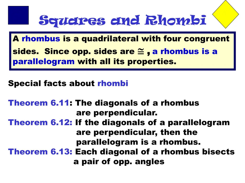 squares and rhombi