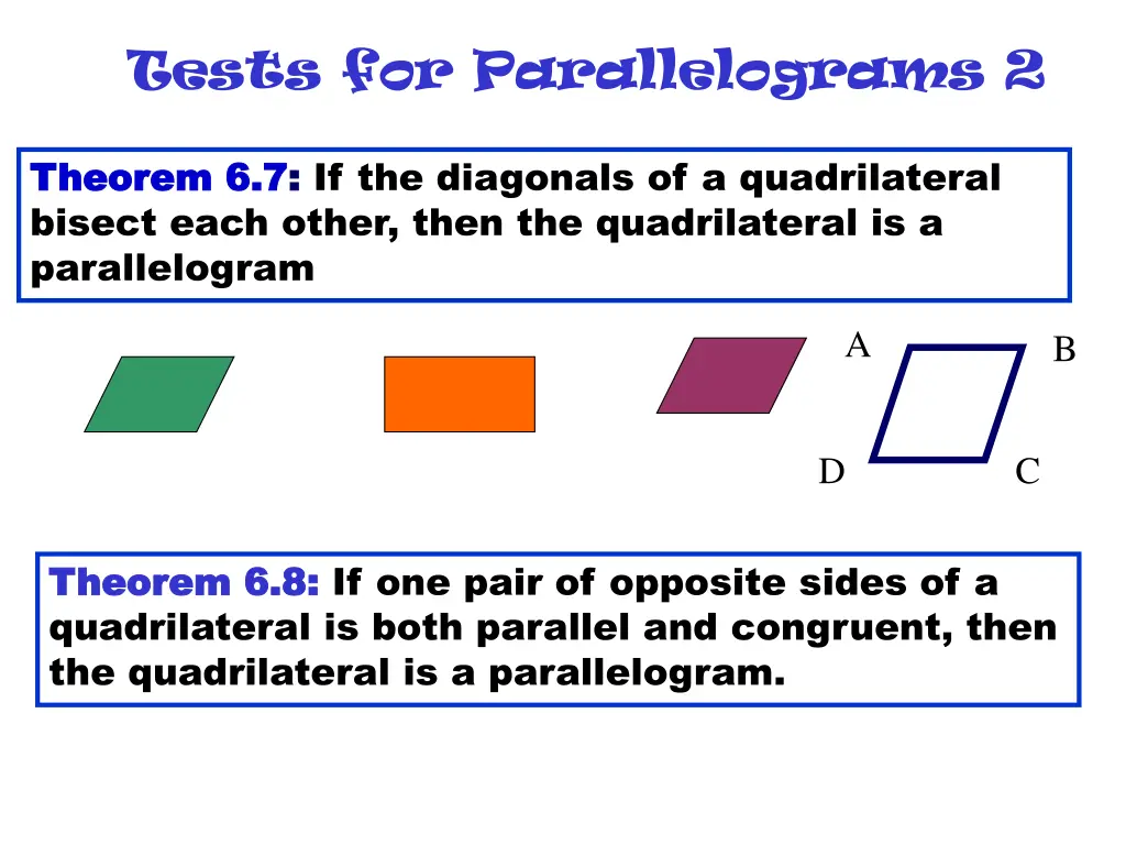 tests for parallelograms 2