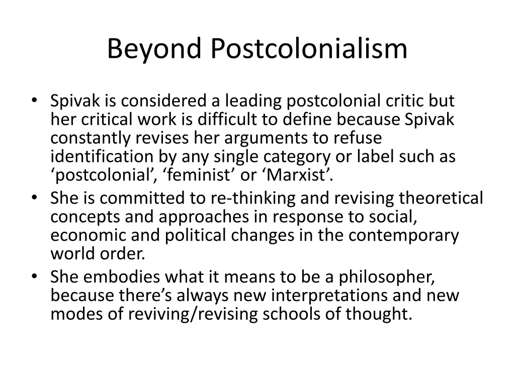 beyond postcolonialism