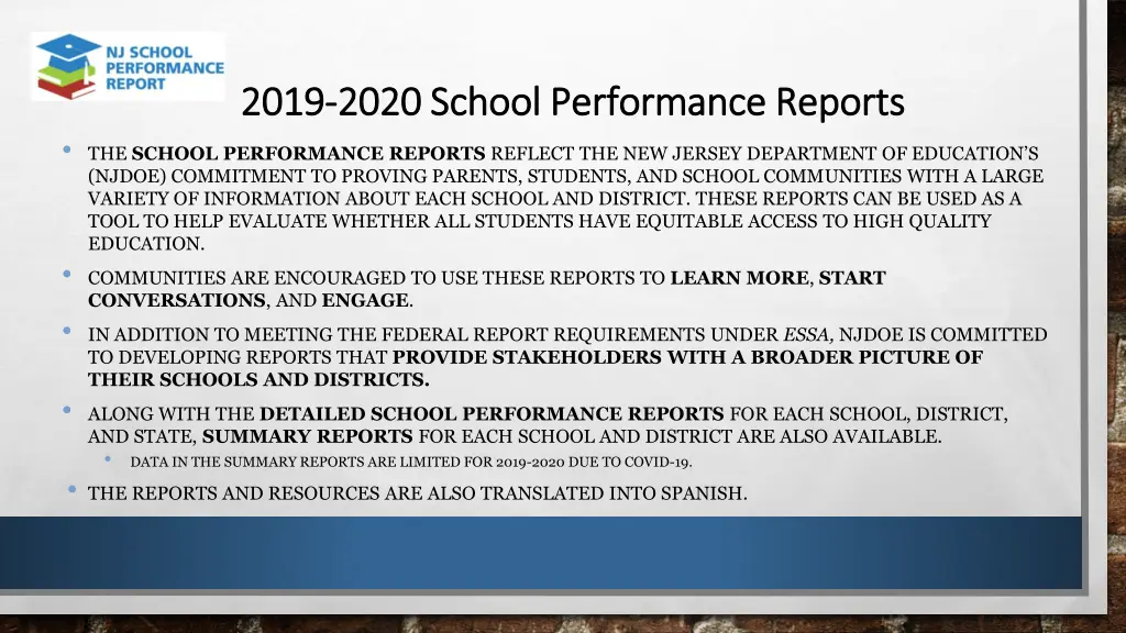 2019 2019 2020 school performance reports 2020