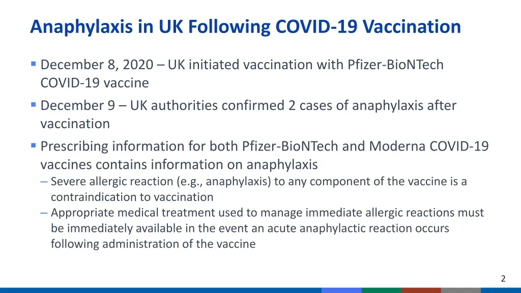 anaphylaxis in uk following covid 19 vaccination