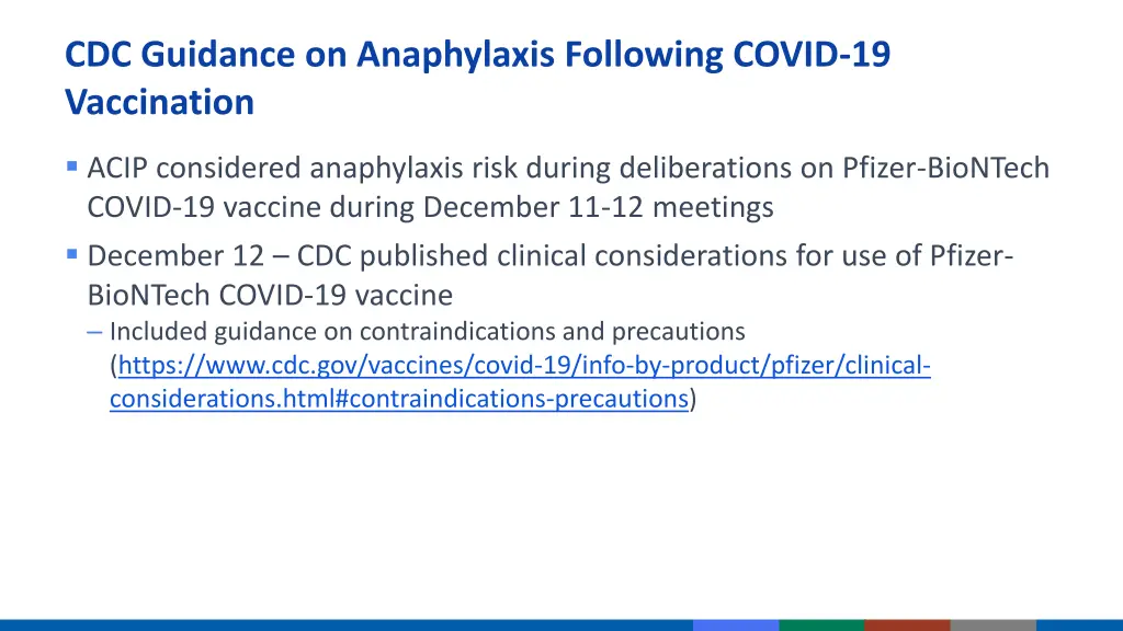 cdc guidance on anaphylaxis following covid