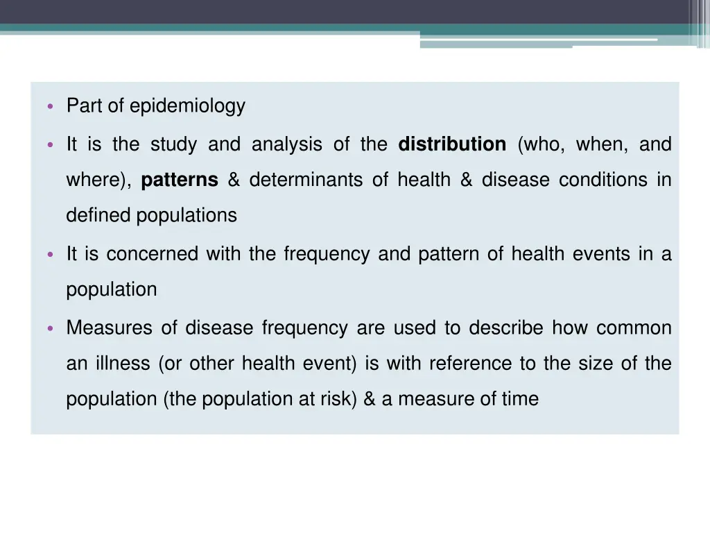 part of epidemiology