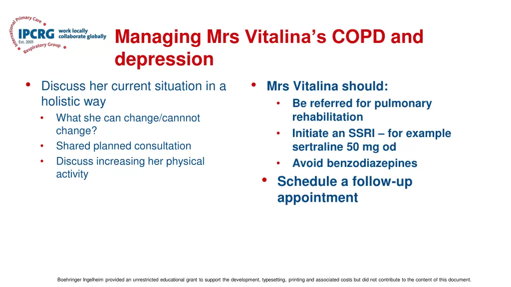 managing mrs vitalina s copd and depression