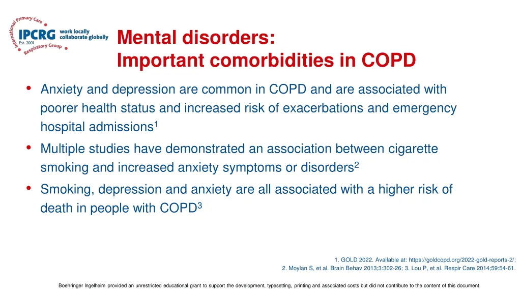 mental disorders important comorbidities in copd