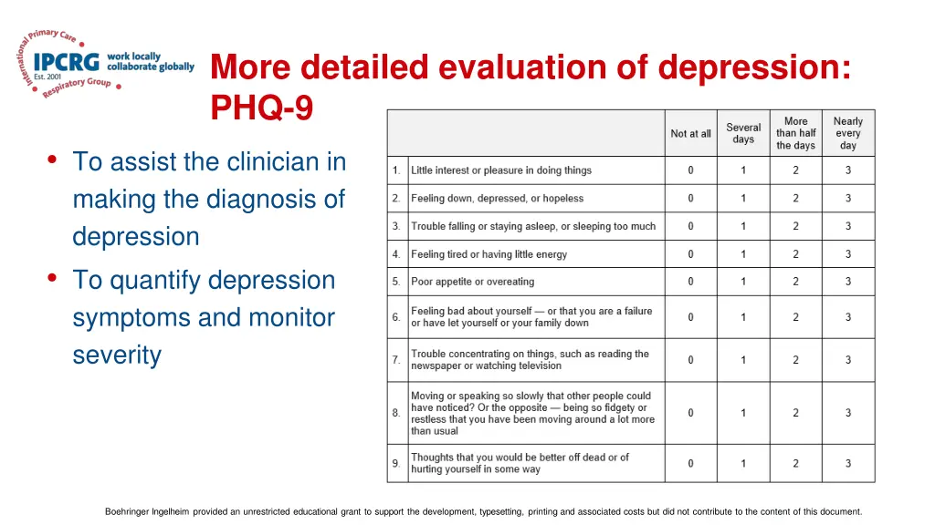 more detailed evaluation of depression