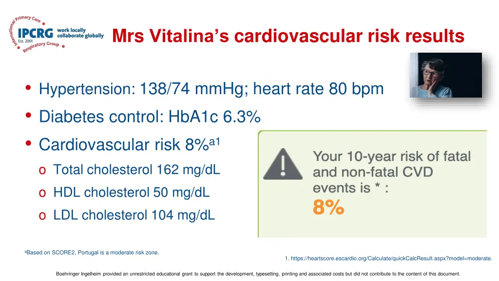 mrs vitalina s cardiovascular risk results