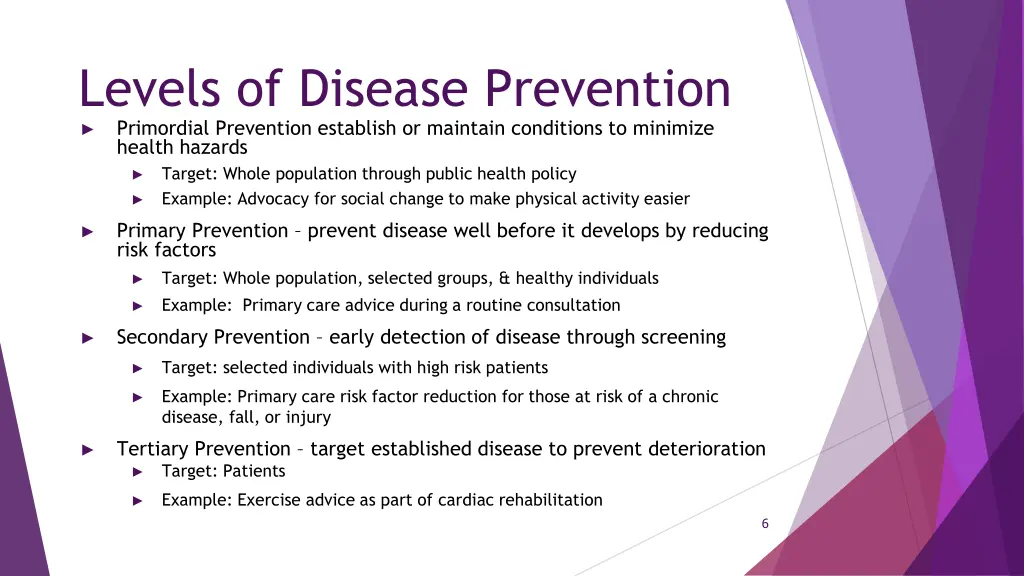 levels of disease prevention primordial