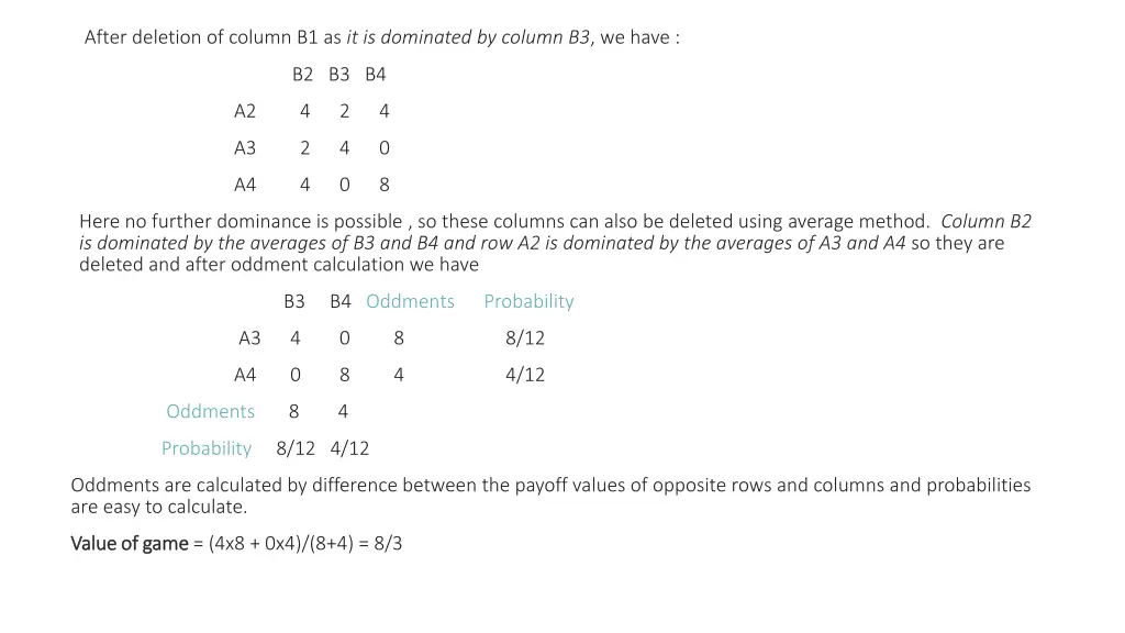 after deletion of column b1 as it is dominated