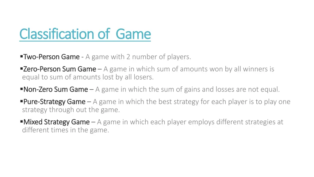 classification classificationof game