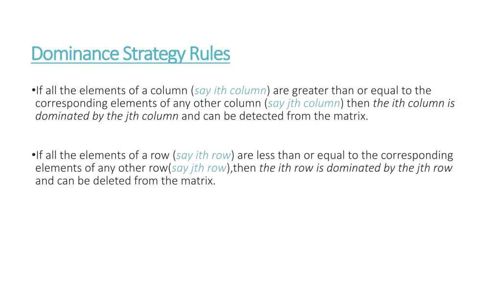 dominance strategy rules dominance strategy rules