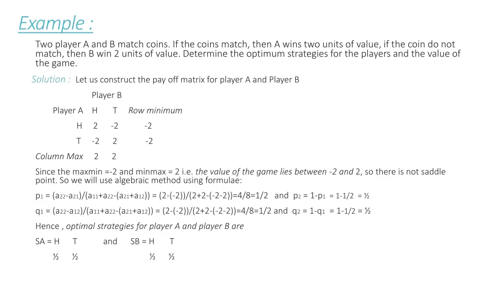 example two player a and b match coins