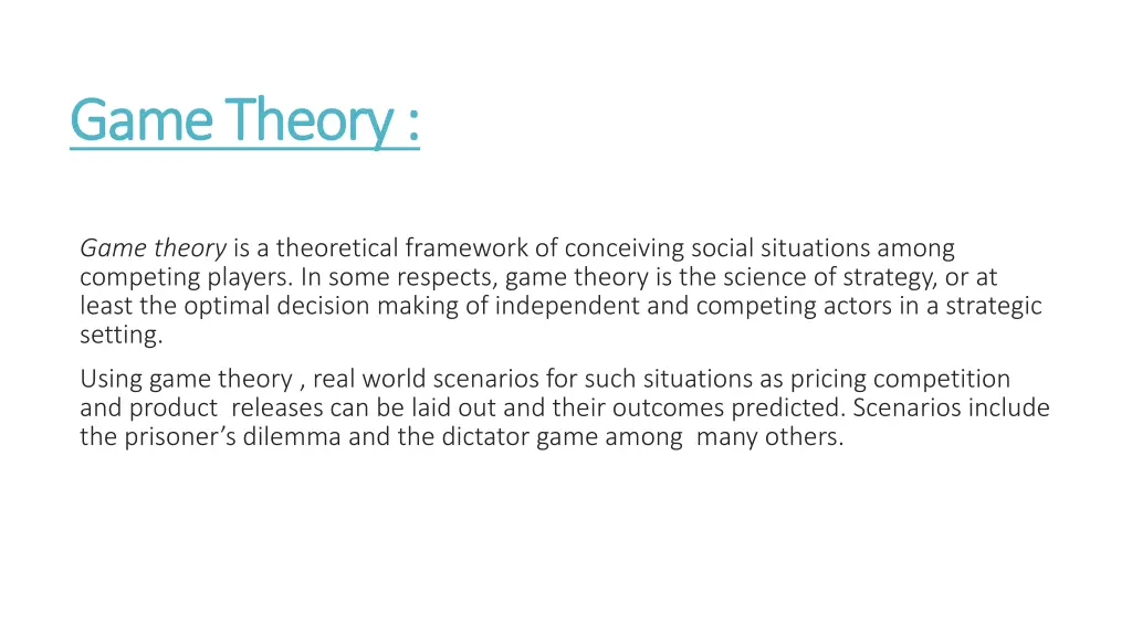 game theory game theory