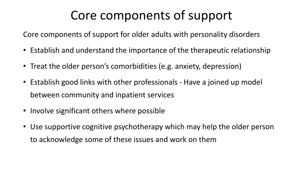 core components of support