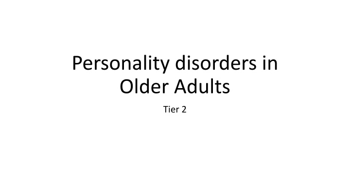 personality disorders in older adults