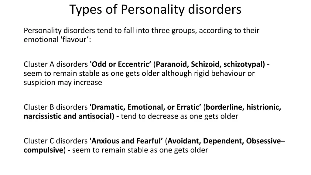 types of personality disorders