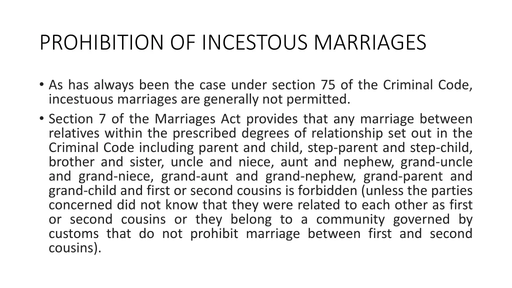 prohibition of incestous marriages