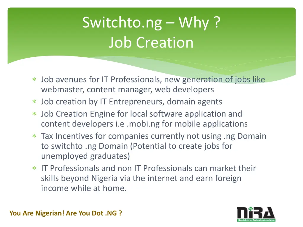 switchto ng why job creation