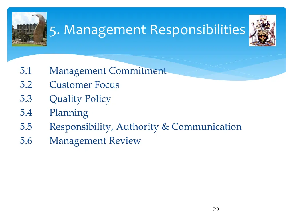 5 management responsibilities