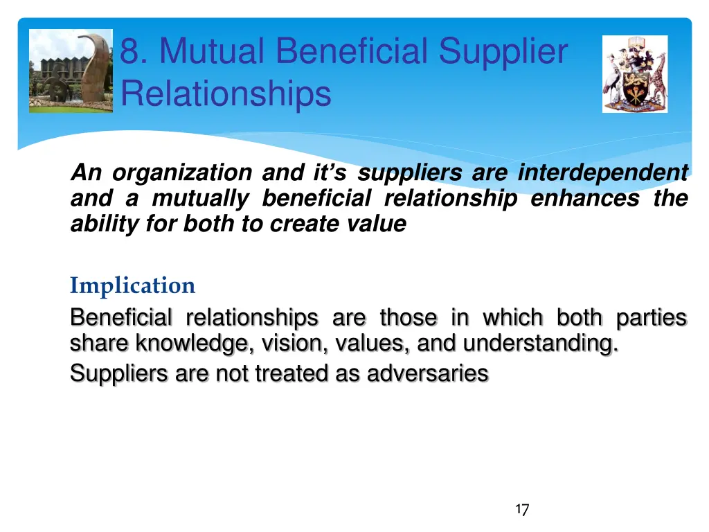 8 mutual beneficial supplier relationships