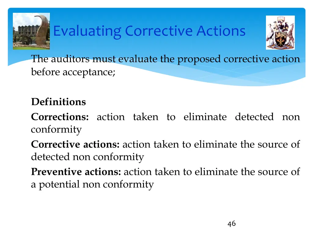 evaluating corrective actions