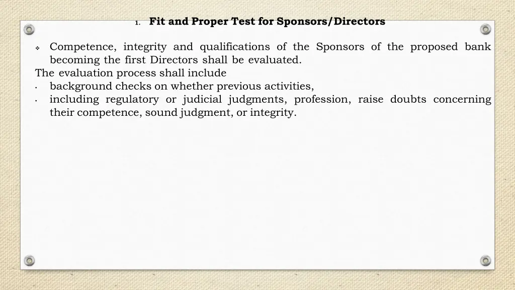 1 fit and proper test for sponsors directors