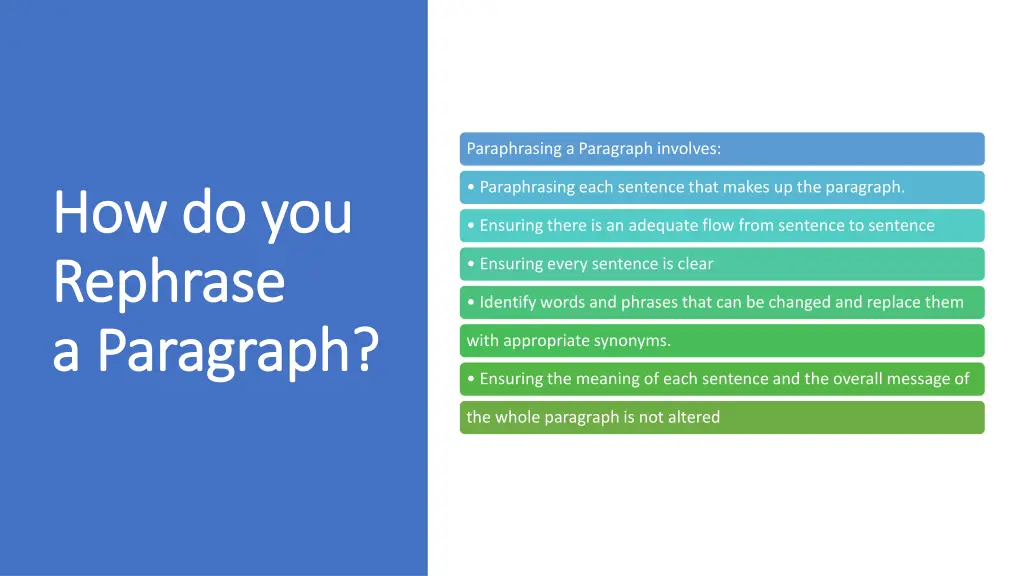 paraphrasing a paragraph involves