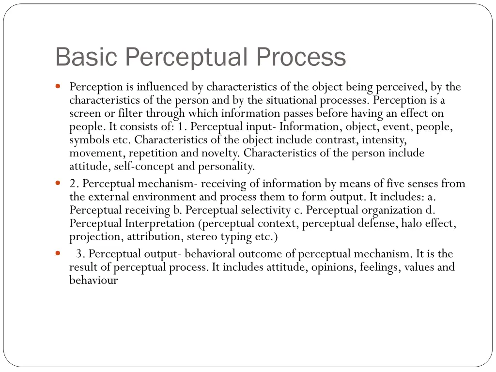 basic perceptual process