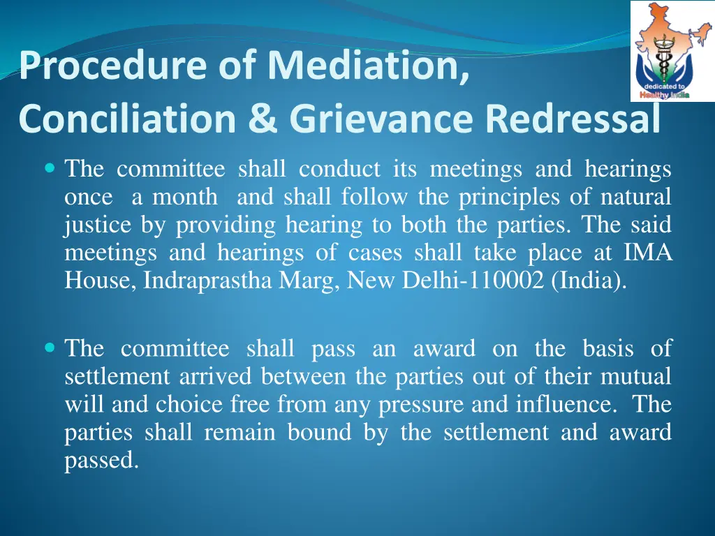 procedure of mediation conciliation grievance