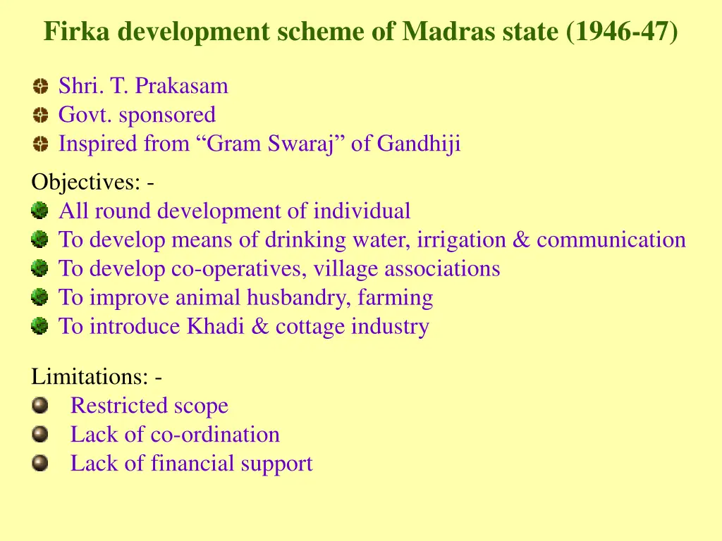 firka development scheme of madras state 1946 47