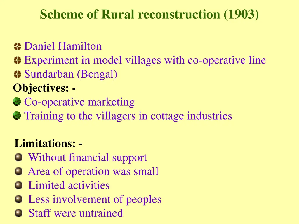 scheme of rural reconstruction 1903