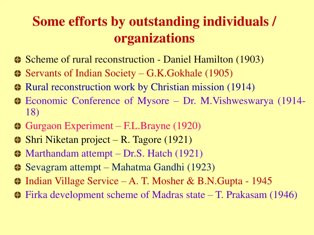 some efforts by outstanding individuals