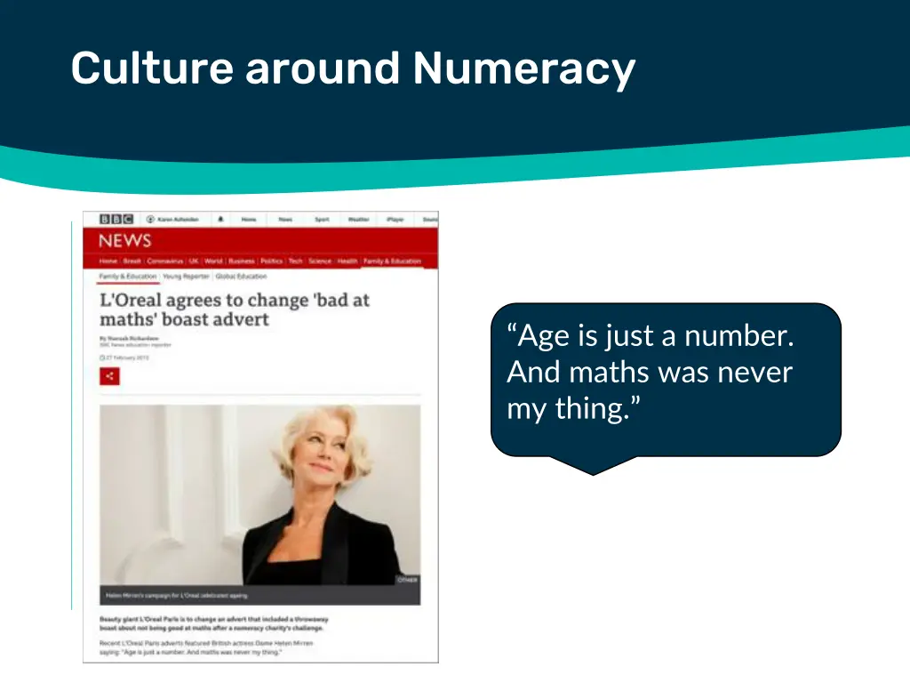 culture around numeracy