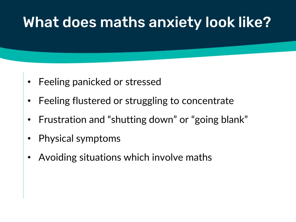 what does maths anxiety look like