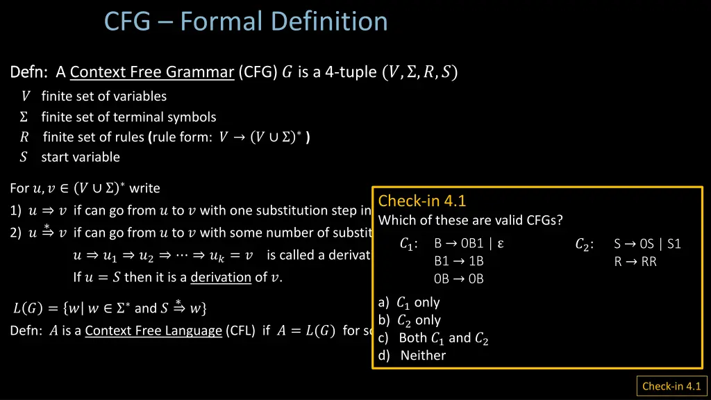 cfg formal definition