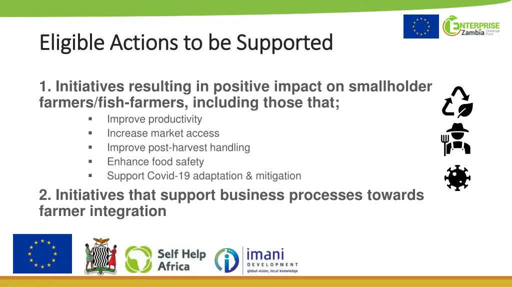 eligible actions to be supported eligible actions