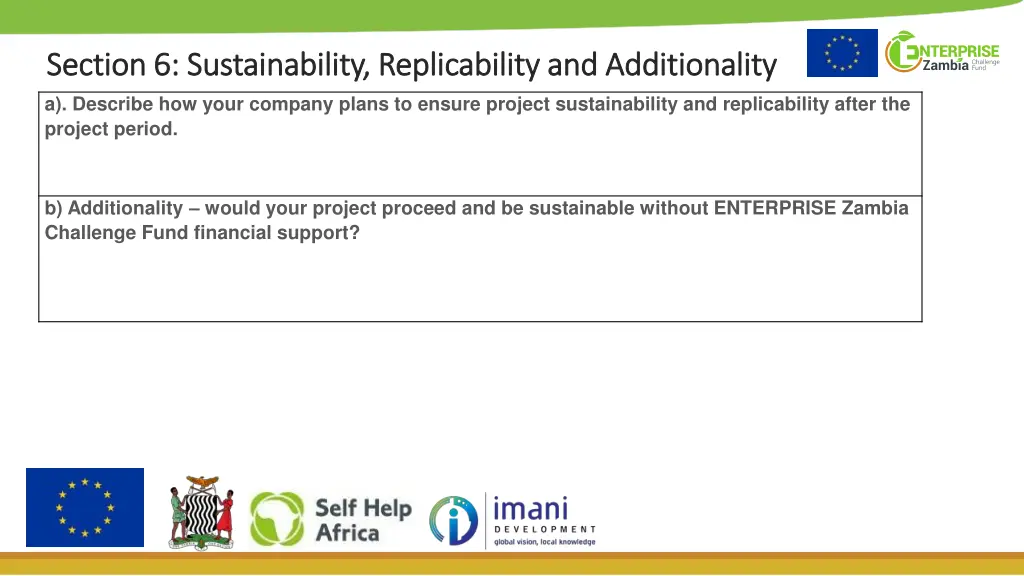 section 6 sustainability replicability