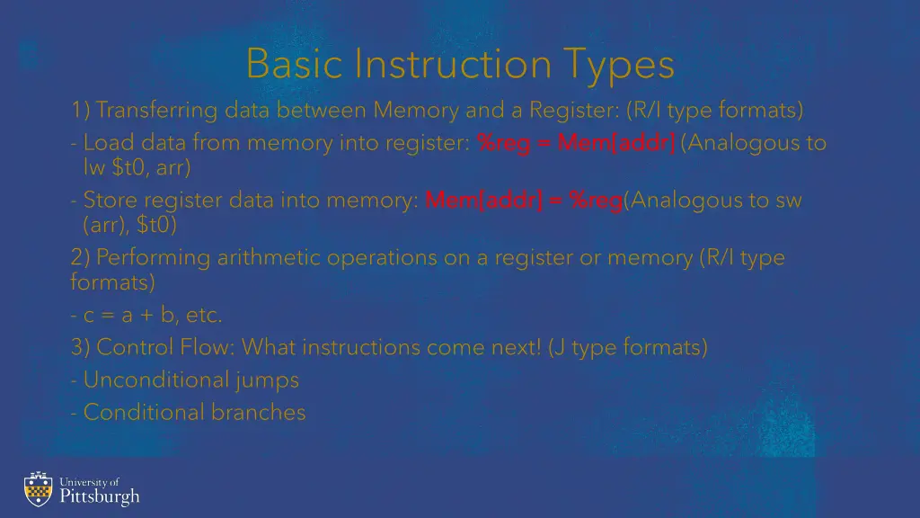 basic instruction types 1 transferring data