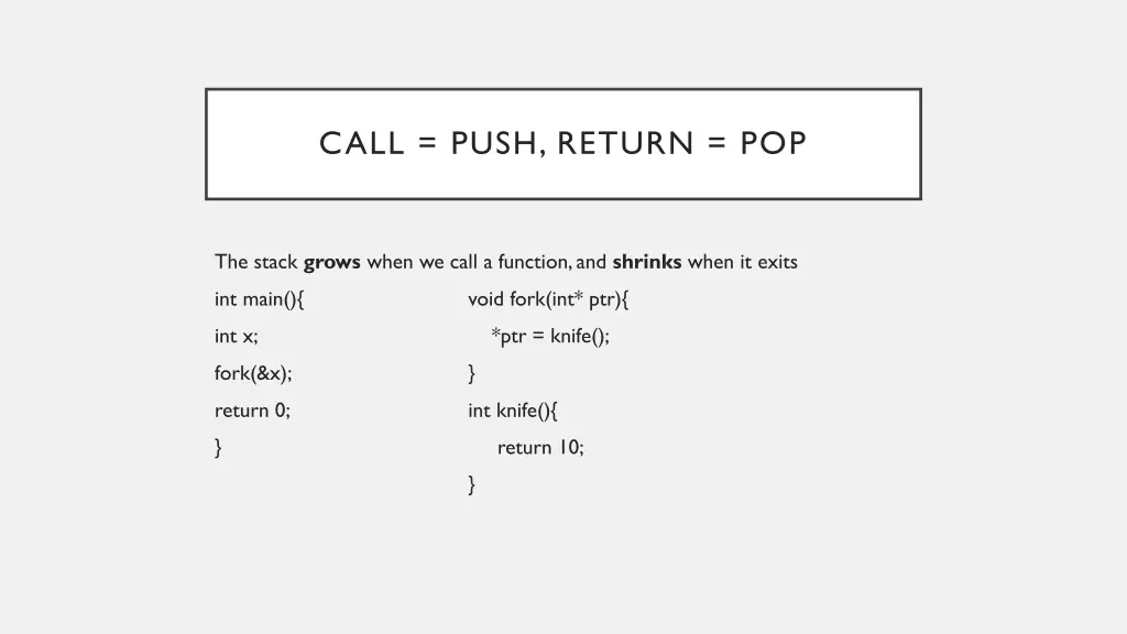 call push return pop