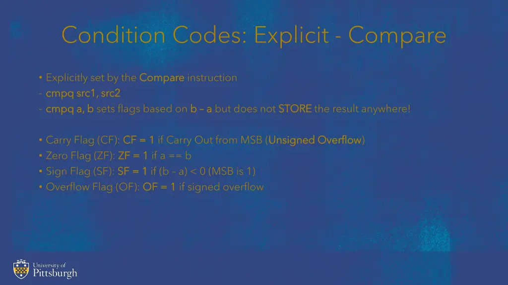 condition codes explicit compare