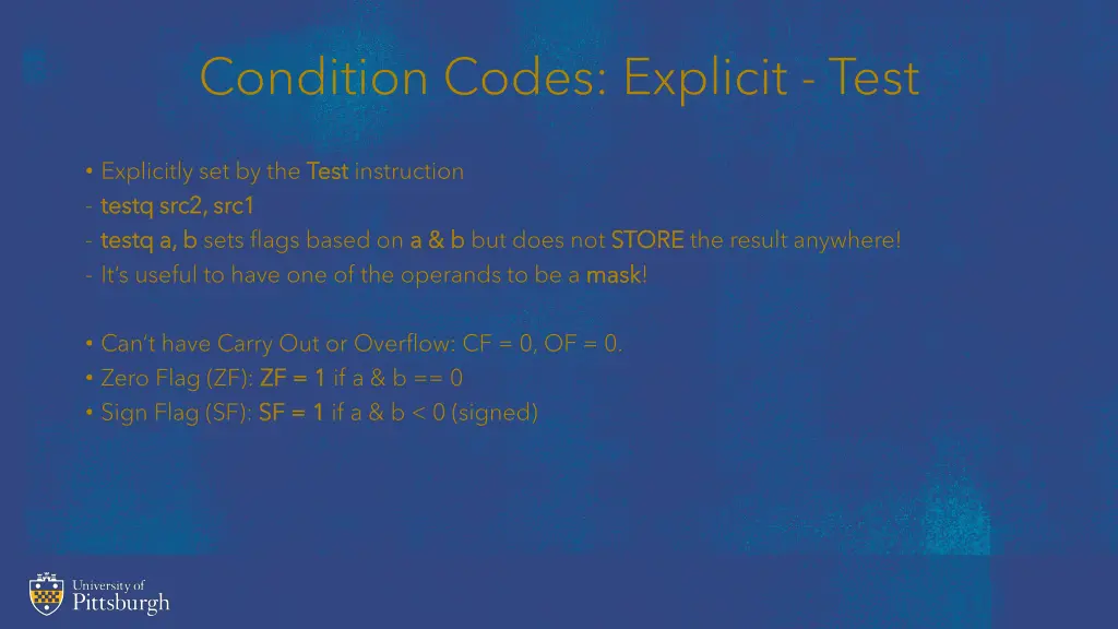 condition codes explicit test