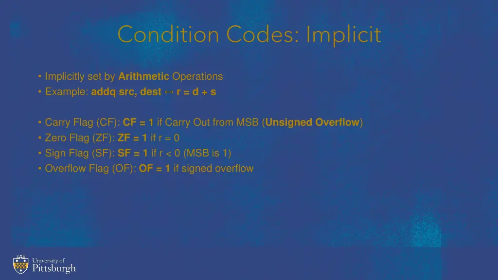 condition codes implicit