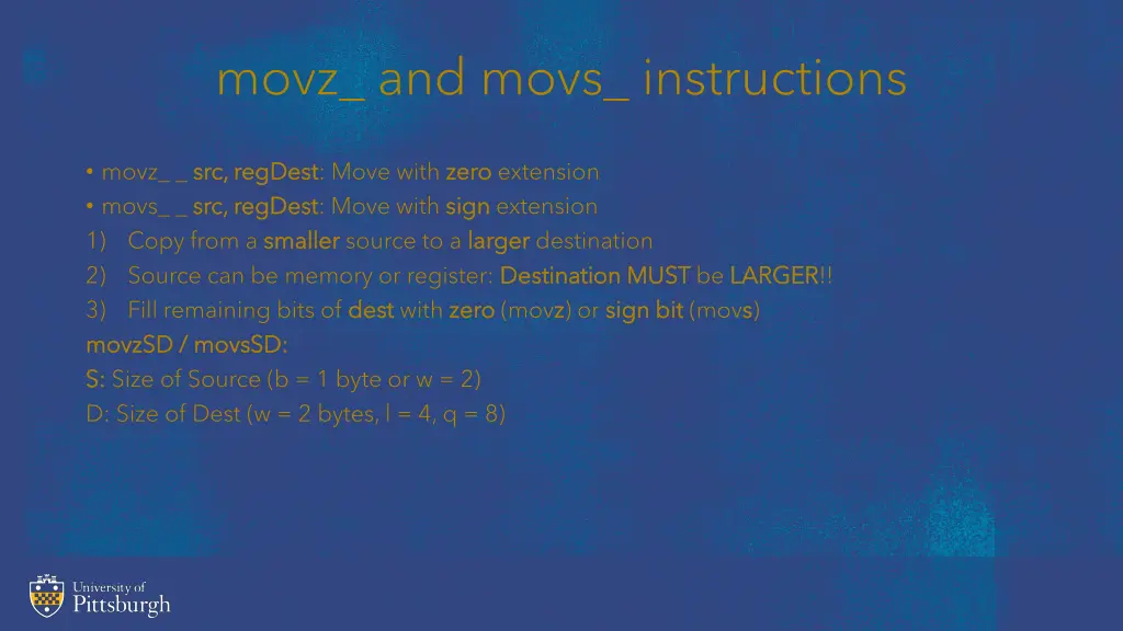 movz and movs instructions