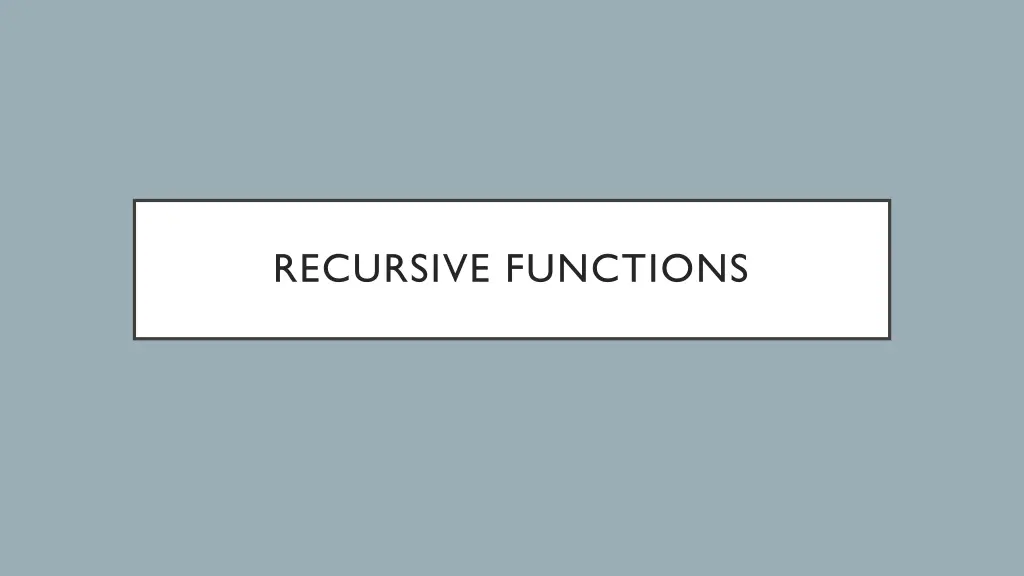 recursive functions