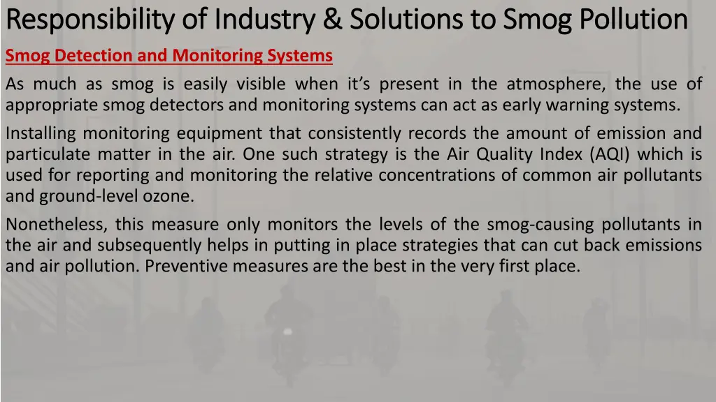 responsibility of industry solutions to smog 2