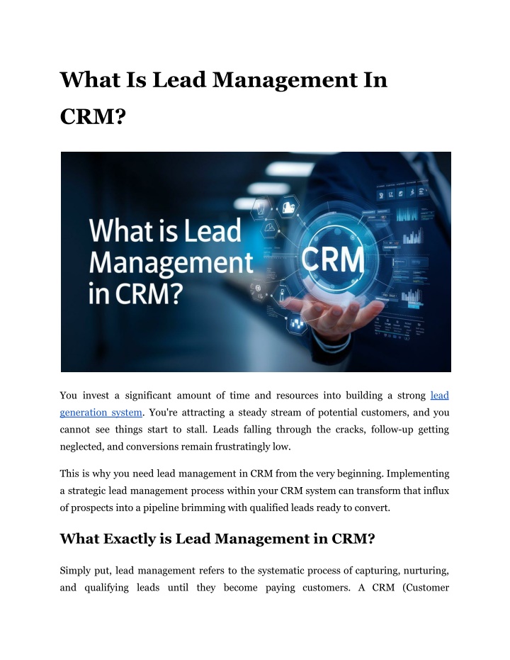 what is lead management in