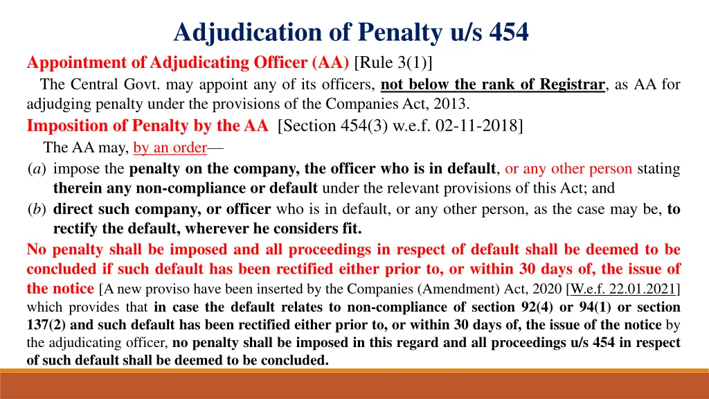 adjudication of penalty u s 454 appointment