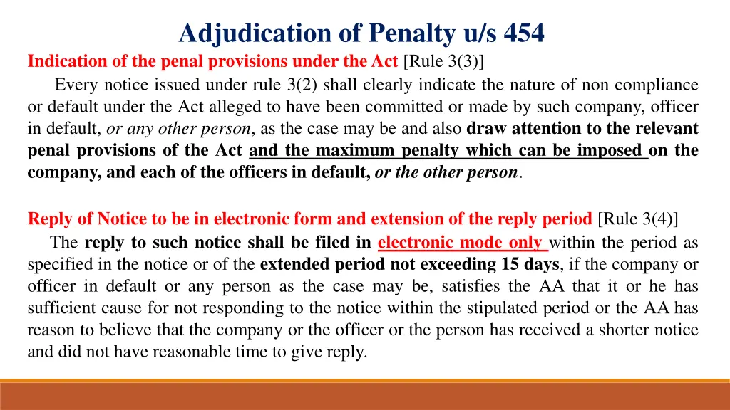 adjudication of penalty u s 454 indication