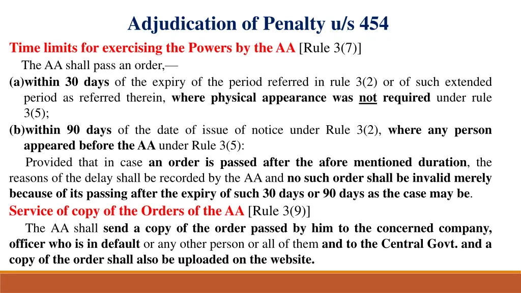 adjudication of penalty u s 454 time limits