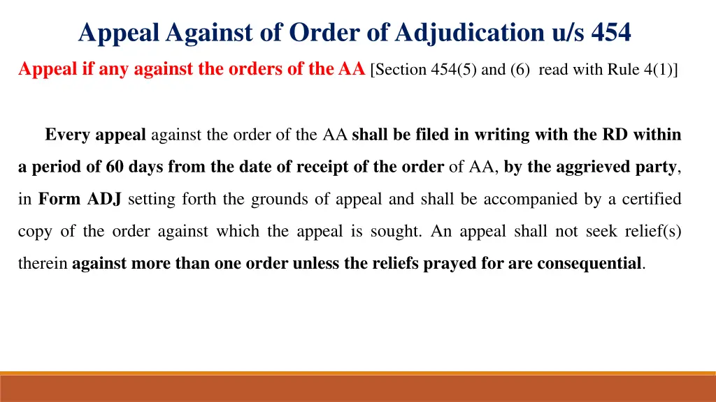 appeal against of order of adjudication